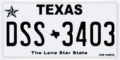 TX license plate DSS3403