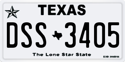 TX license plate DSS3405