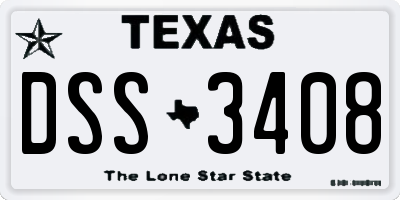 TX license plate DSS3408