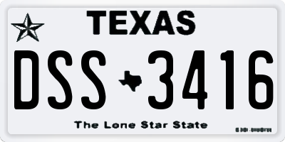 TX license plate DSS3416