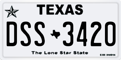 TX license plate DSS3420
