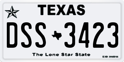 TX license plate DSS3423