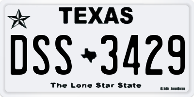 TX license plate DSS3429