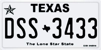 TX license plate DSS3433