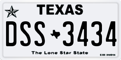 TX license plate DSS3434