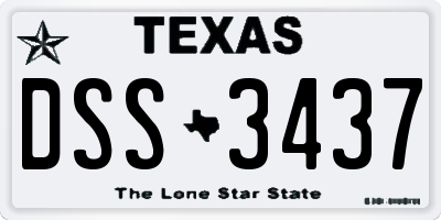 TX license plate DSS3437