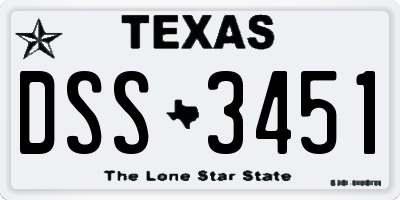 TX license plate DSS3451