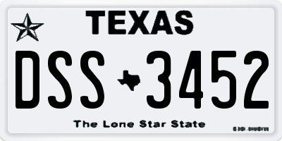 TX license plate DSS3452