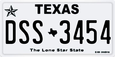TX license plate DSS3454