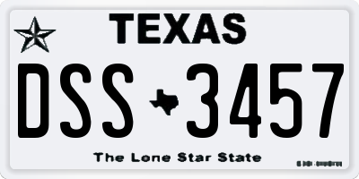 TX license plate DSS3457