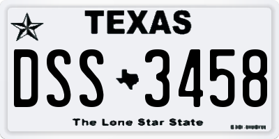 TX license plate DSS3458