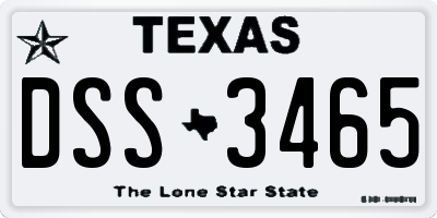 TX license plate DSS3465
