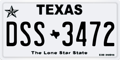TX license plate DSS3472