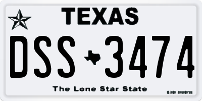 TX license plate DSS3474