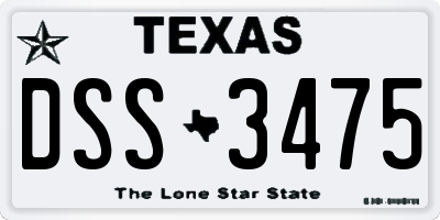 TX license plate DSS3475
