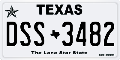 TX license plate DSS3482