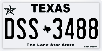 TX license plate DSS3488