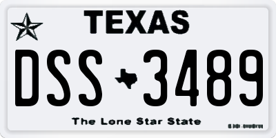 TX license plate DSS3489