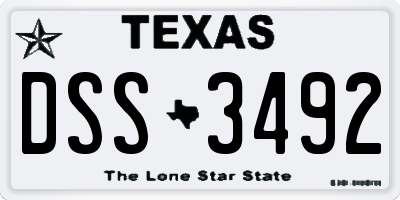 TX license plate DSS3492
