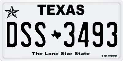 TX license plate DSS3493