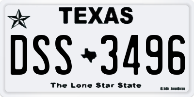 TX license plate DSS3496