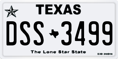 TX license plate DSS3499