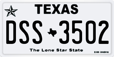 TX license plate DSS3502