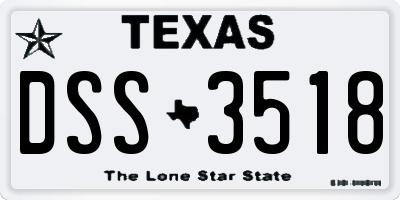 TX license plate DSS3518