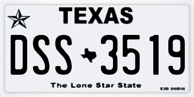 TX license plate DSS3519