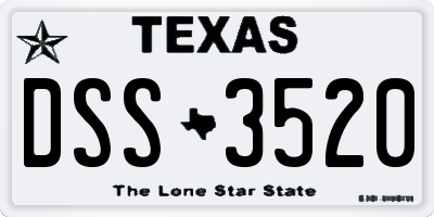 TX license plate DSS3520