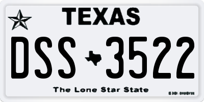 TX license plate DSS3522