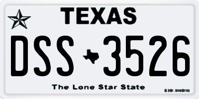 TX license plate DSS3526