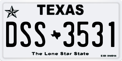 TX license plate DSS3531
