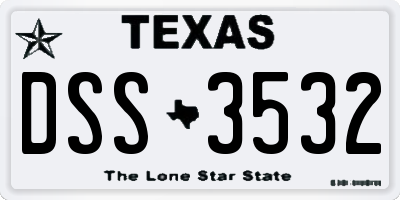 TX license plate DSS3532
