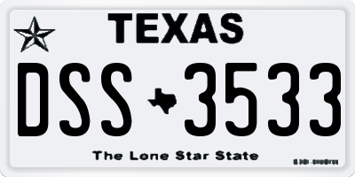 TX license plate DSS3533