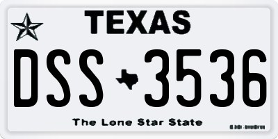 TX license plate DSS3536