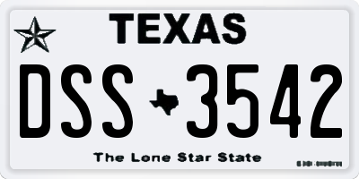 TX license plate DSS3542