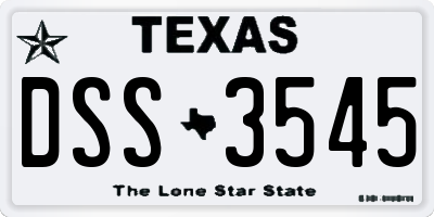 TX license plate DSS3545