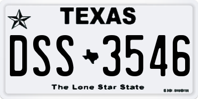 TX license plate DSS3546