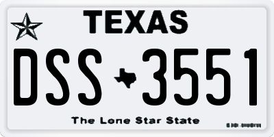 TX license plate DSS3551