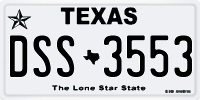 TX license plate DSS3553