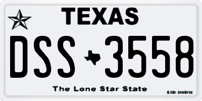 TX license plate DSS3558