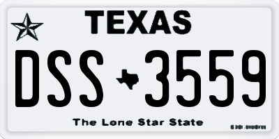 TX license plate DSS3559