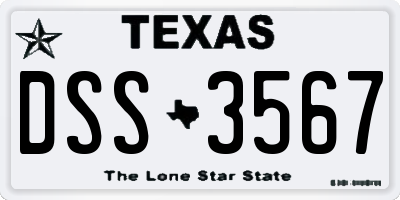 TX license plate DSS3567