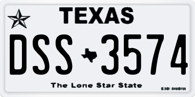TX license plate DSS3574
