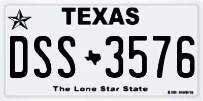 TX license plate DSS3576