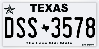 TX license plate DSS3578