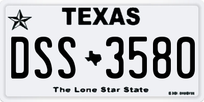 TX license plate DSS3580