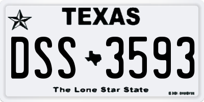 TX license plate DSS3593
