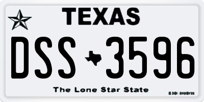 TX license plate DSS3596